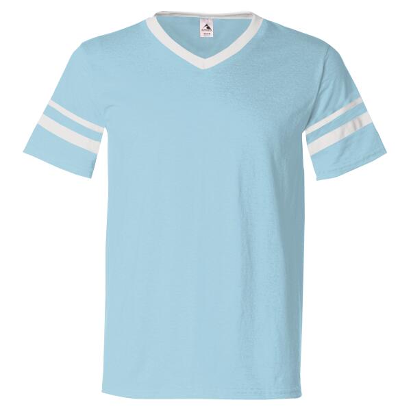 V-Neck Jersey with Striped Sleeves Thumbnail