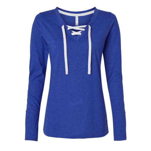 Women's Fine Jersey Lace-Up Long Sleeve T-Shirt Thumbnail