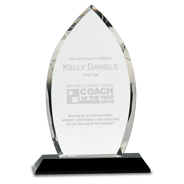 9 1/2" Clear Crystal Oval on Black Pedestal Base Thumbnail