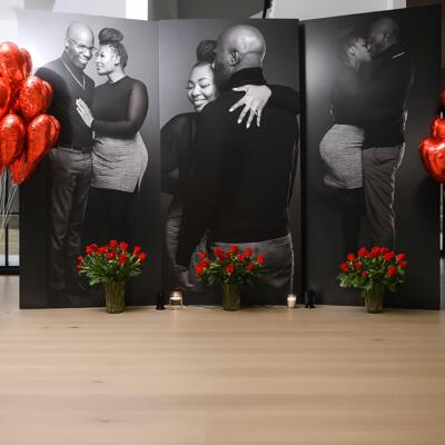 Engagement or Wedding Backdrop Luxury Custom Black & White Photo Panel Display – Thumbnail