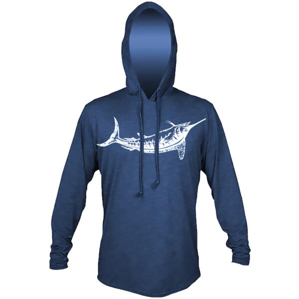 Custom Back White Marlin Anetik Pro Tech Hooded Long Sleeve T-Shirt Thumbnail